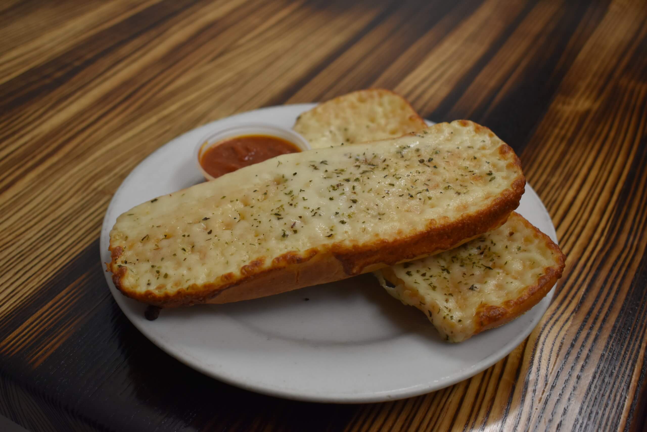 Garlic bread appetizer from Pequod's Pizza.
