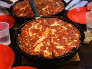 Pan pizza from Pequod's