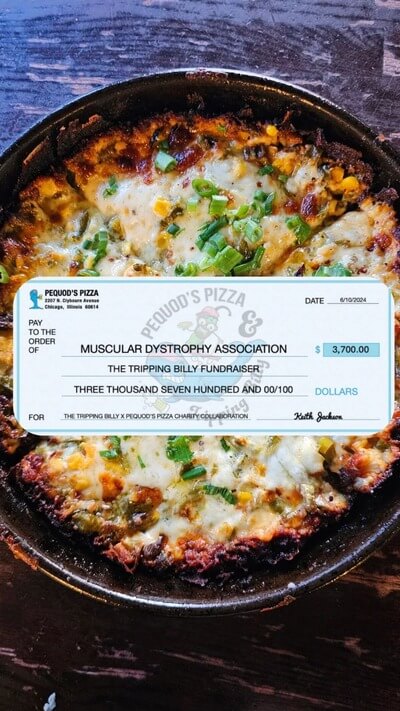 Graphic for Tripping Billy fundraiser showing Pequod's raised $3,700 for the Muscular Dystrophy Association