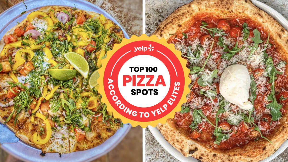 Graphic for Yelp's "Best 100 pizza restaurants in the U.S. by Yelp Elites" ranking